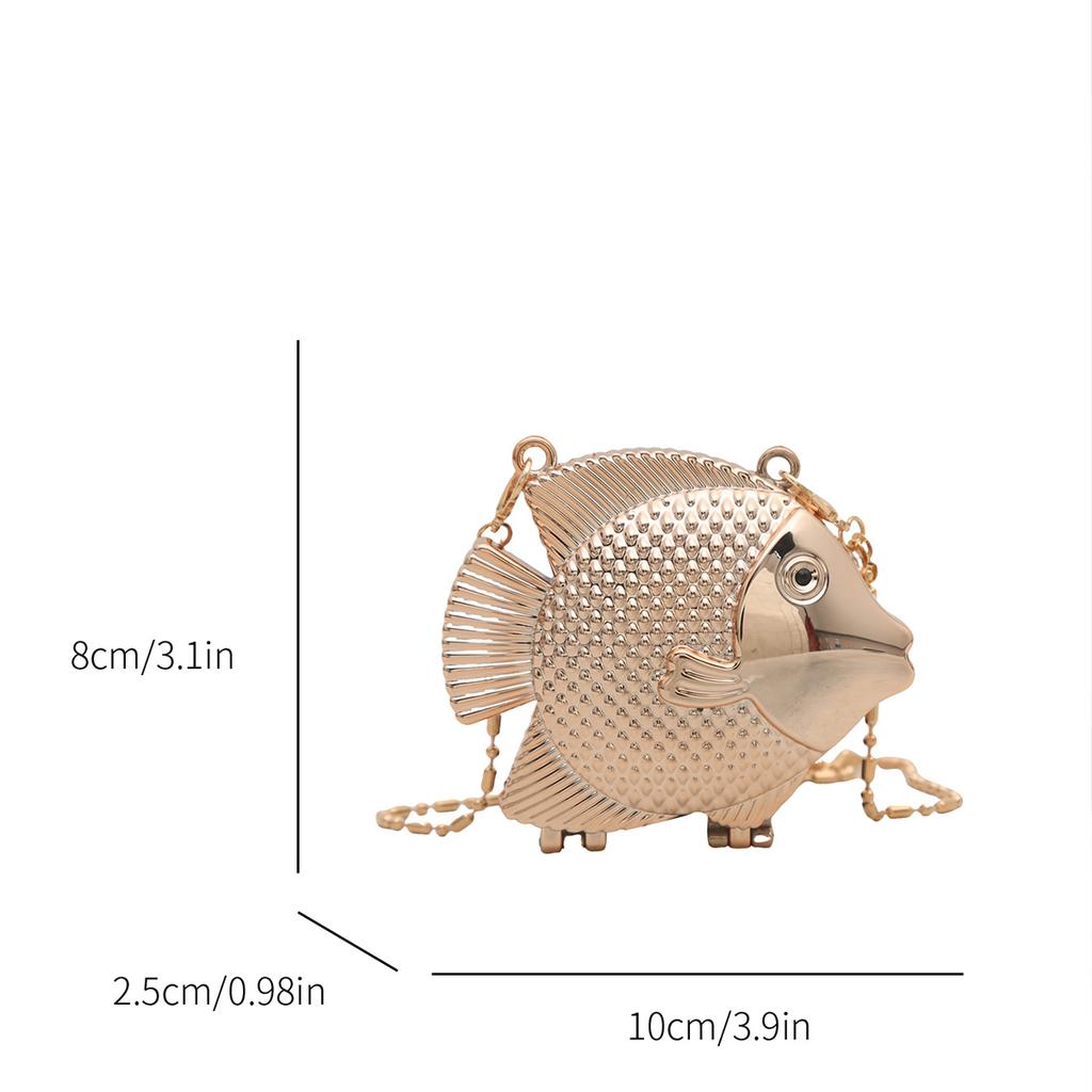 Glamorous Fish Shaped Clutch Purse for Women - Sparkly PVC Evening Bag with Detachable Strap, Mini Party Clutch for Banquet