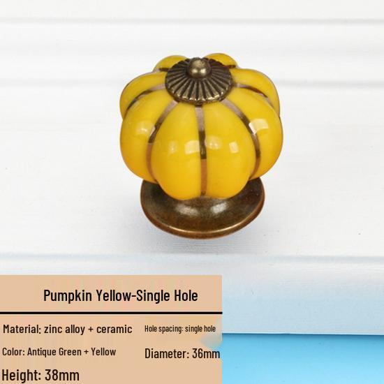 Colorful Ceramic Pumpkin Cartoon Knob for Children's Cabinet or Drawer Handles.