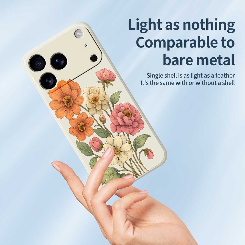 For iPhone 17 Pro Max Case Beautiful Flowers Pattern Printing Straight Edge TPU Phone Back Cover
