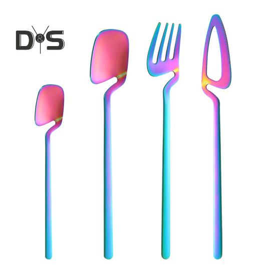 

Набор столовых приборов из 4 предметов из нержавеющей стали с эргономичным дизайном ручек, устойчивый к ржавчине, набор столовых приборов с зеркальной полировкой для домашней кухни