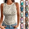 Regatas Femininas Sem Manga Gola Alta Verão Casuais Caneladas Slim Camisas Costas Nadador Roupas para Férias na Praia