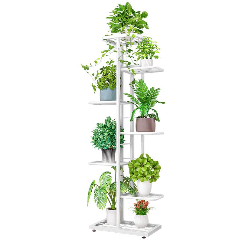 Multi-Layer Iron Flower Rack: 7 Tiers, Holds 8 Pots, Ideal for Indoor, Balcony, or Living Room Decoration. Perfect for Hanging Plants and Greenery.
