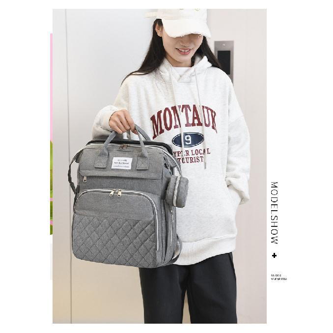 Large-capacity Mommy Bag, Portable Storage Backpack for Moms, Multifunctional Diaper Bag, Foldable Baby Bed Bag