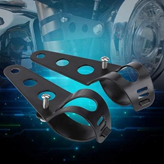 KIMISS Fork Headlight Mounting Bracket, 35-43mm Motorcycle Headlight Mount Bracket Fork Tube Clamp Kit Black for Chopper Cafe Racer