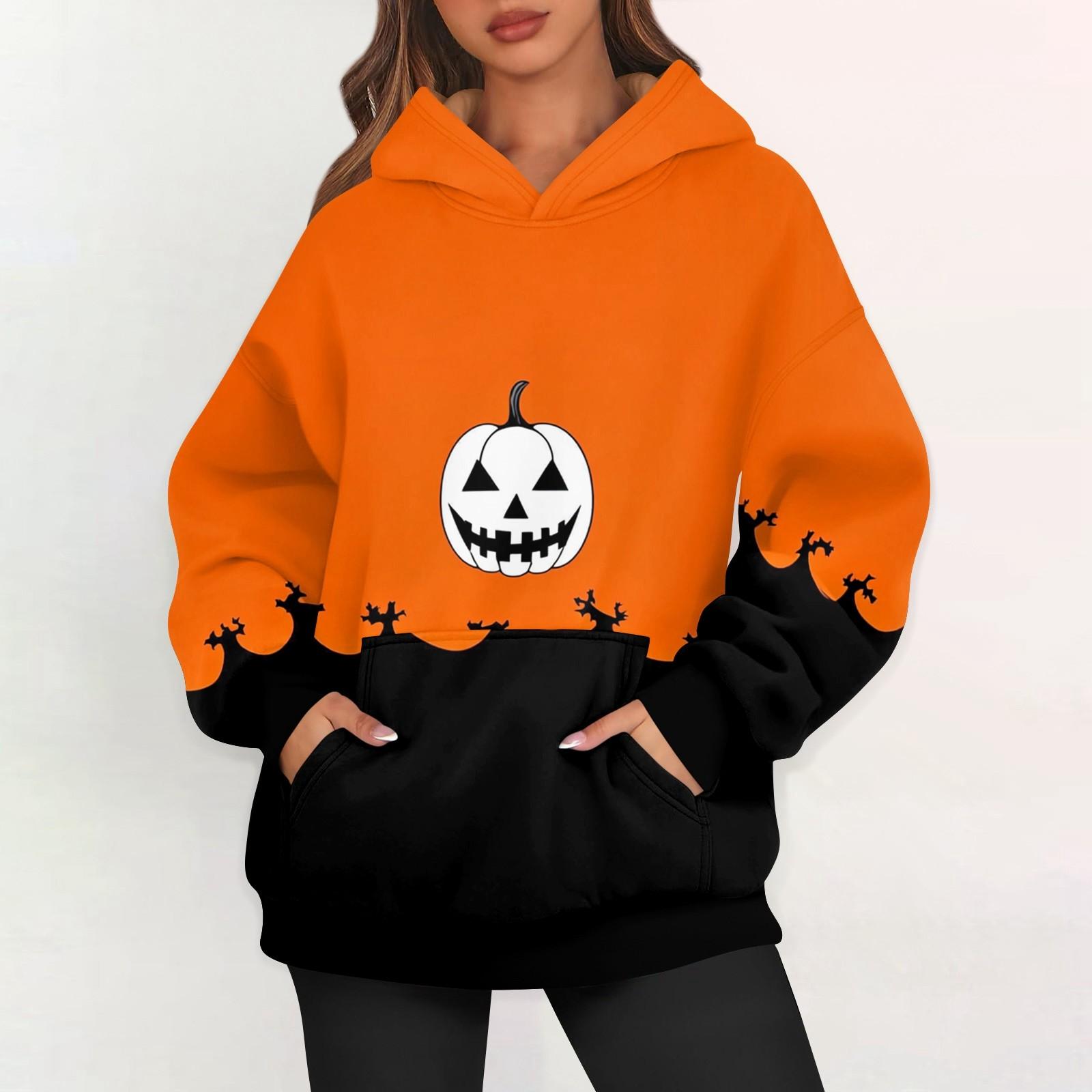 

Женские худи оверсайз из флиса, толстовки с длинным рукавом, пуловеры с карманом S оранжевый