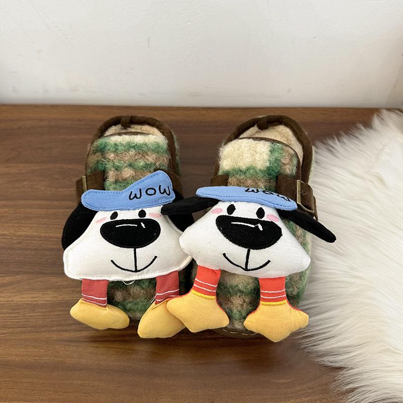 Thick-soled Fluffy Slippers 2025 New Cartoon Cute Puppy Versatile Casual Non-slip One-pedal Cotton Slippers Women
