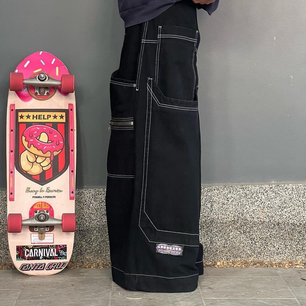 Új Y2k Jeans Klasszikus egyenes nadrág Bő betűs farmernadrág High Street alkalmi nadrág Punk stílusú széles szárú nadrág