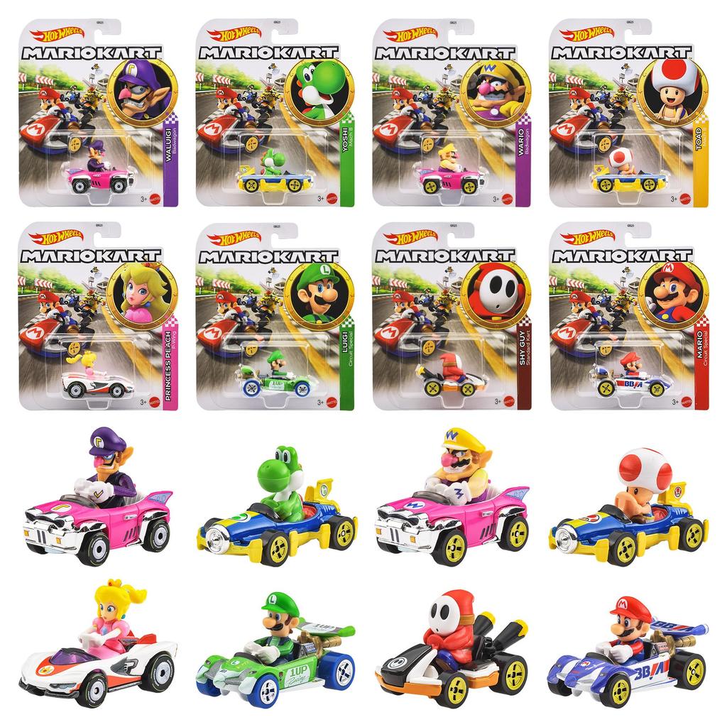 Hot Wheels Mario Kart Assorted Vehicle Toys, Mini Cars, 8-Car Box, Ages 3+, Multi-Purpose, GBG25-988T