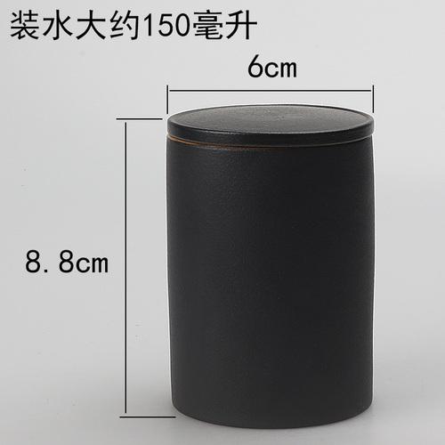 Black Ceramic Tea Can Sealed Candy Nut Box Creative Jewelry Cotton Swab Box Portable Kung Fu Tea Set Retro Kitchen Container New