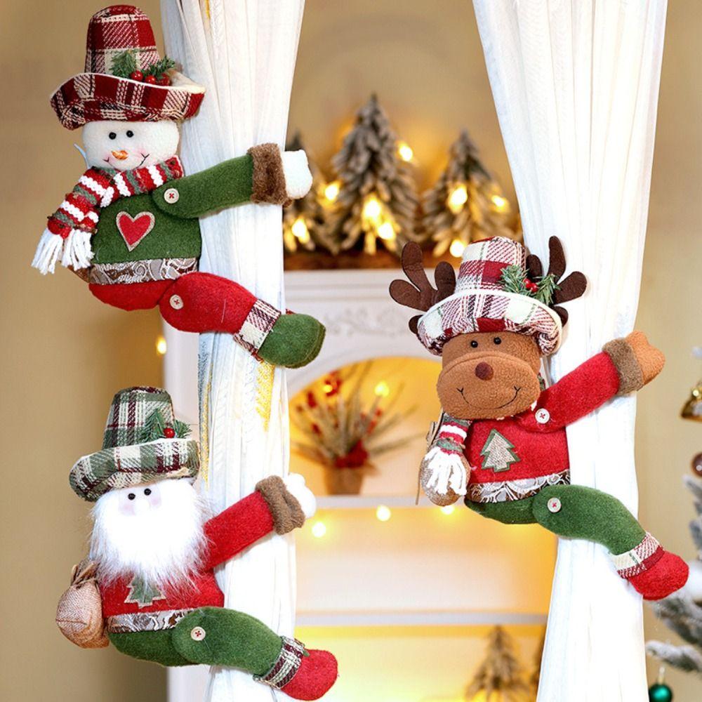 

Snowman Christmas Curtain Ties Kawaii Cartoon Curtain Buckle Festival Party Snowman