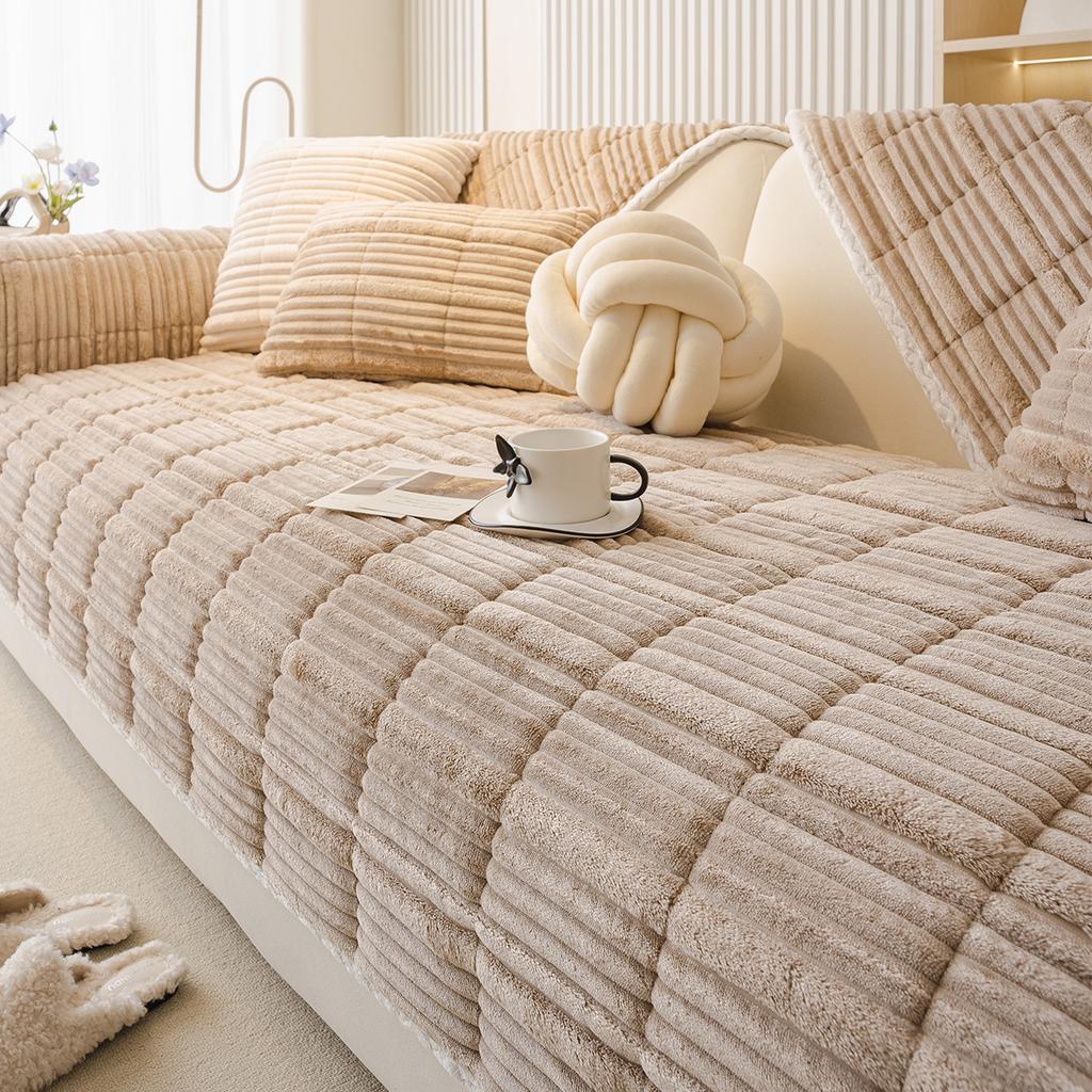 Cream Wind Milk Fleece Sofa Cushion Autumn And Winter Plush Seat Cushion Simple Advanced Sense Non-Slip Cover  New Cover