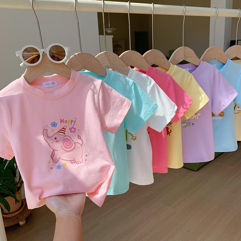 Casual T-shirt met Korte Mouwen voor Meisjes - Zomer Kinder Schattig Katoenen Top met Ronde Hals