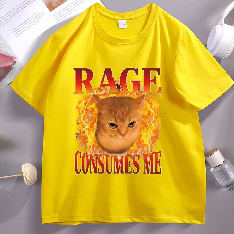 Funny Cat Meme T Shirt Rage Consumes Me Tshirt For Unisexs Unisexs Angry Cat Kitten Graphic Tee Casaul Crewneck Short Sleeve