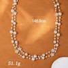 Elegant pearl chain inlaid with flowers Long stacked Valentine's Day gift necklace Sweater chain
