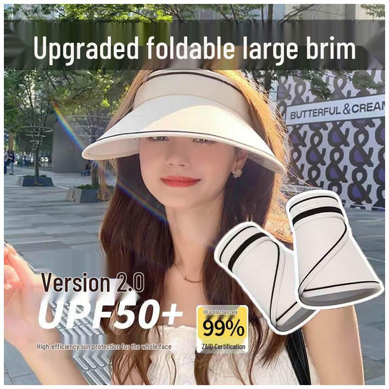 

Women s Anti-UV PF50+ Double-Layer Sun Hat, Large Brim Visor, Open Top. білий/слонова кістка