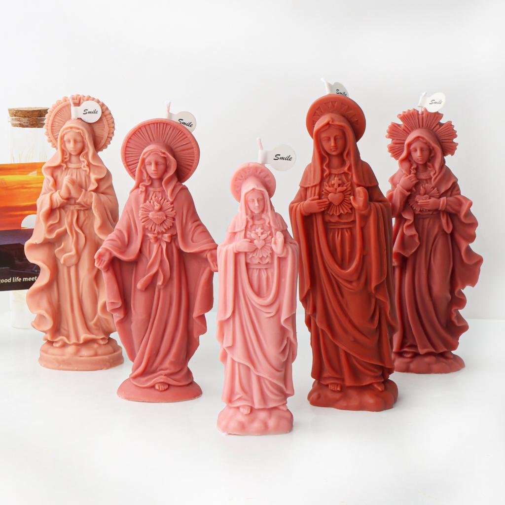 Candela Famiglia di Gesù in Silicone da 8-17 cm Stampo in Silicone Famiglia Vergine Maria Stampo in Silicone per Resina Stampo in Gesso Calcestruzzo Cemento Decorazione per la Casa