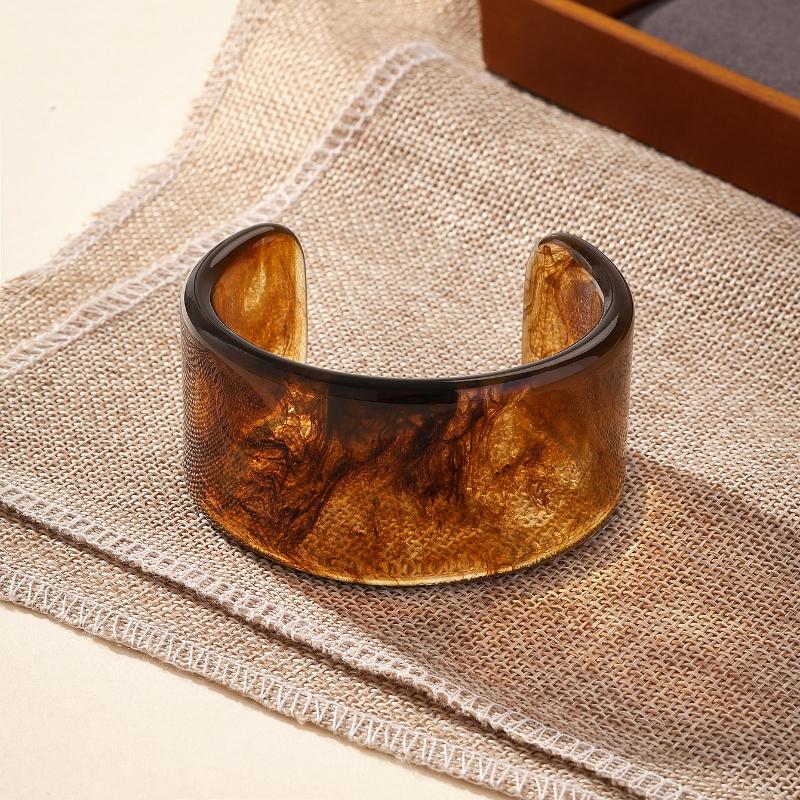 Vintage Punk Brun Kaffe Tykk Resin Akryl Smudgy Armbånd Geometriske Uregelmessige Armbånd For Kvinner Menn Smykker