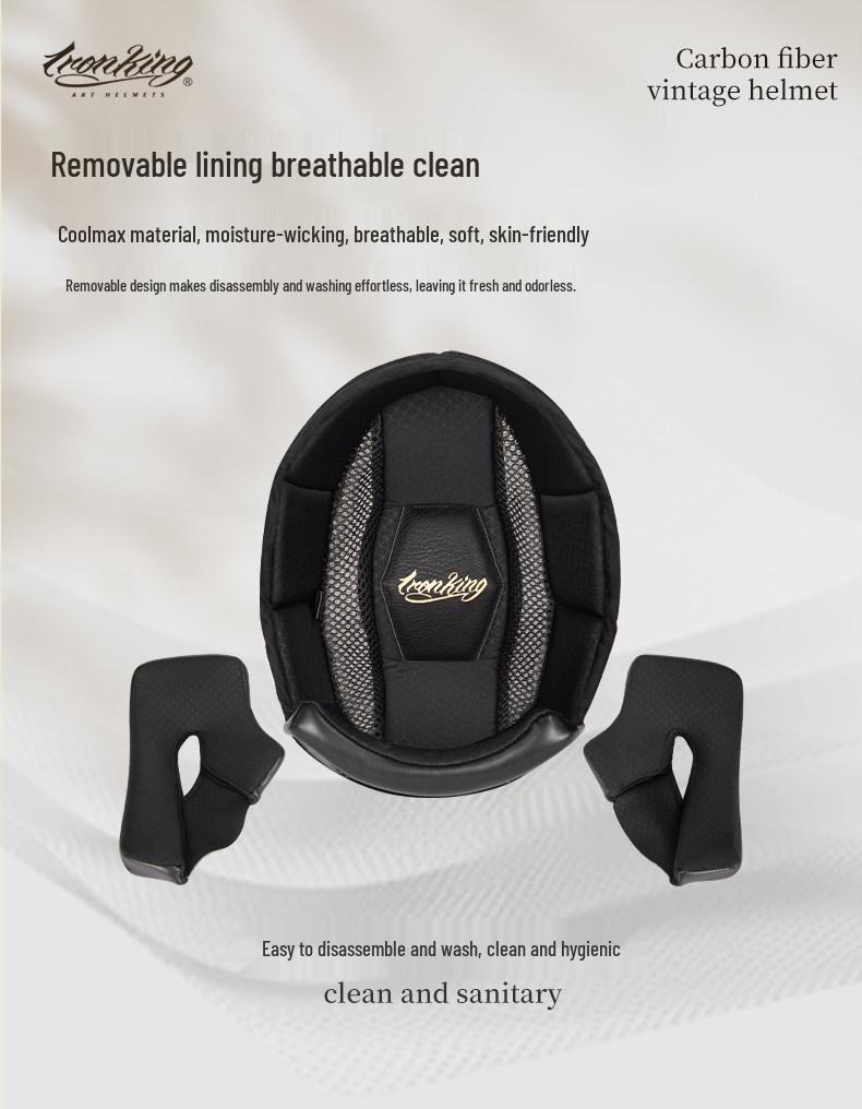 IRONKING Tough Guy Carbon Fiber 4-Season Racing Helmet, 3C Certified Anti-Fog Retro Full Face for Men.