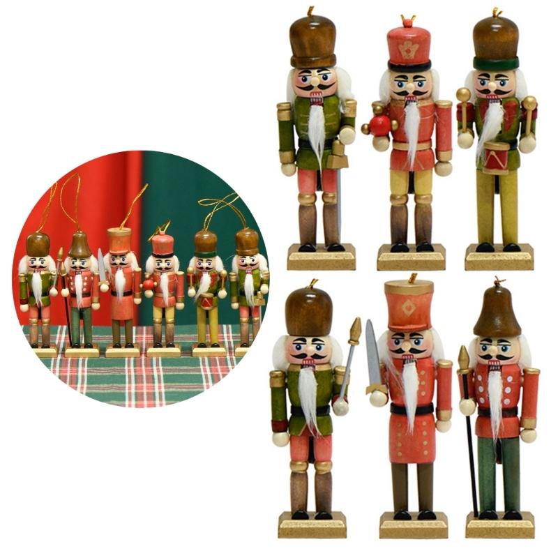 Wood Nutcrackers Figures Decors Handmade Wood Nutcrackers Sculpture Ornament Portable Holiday Decorations