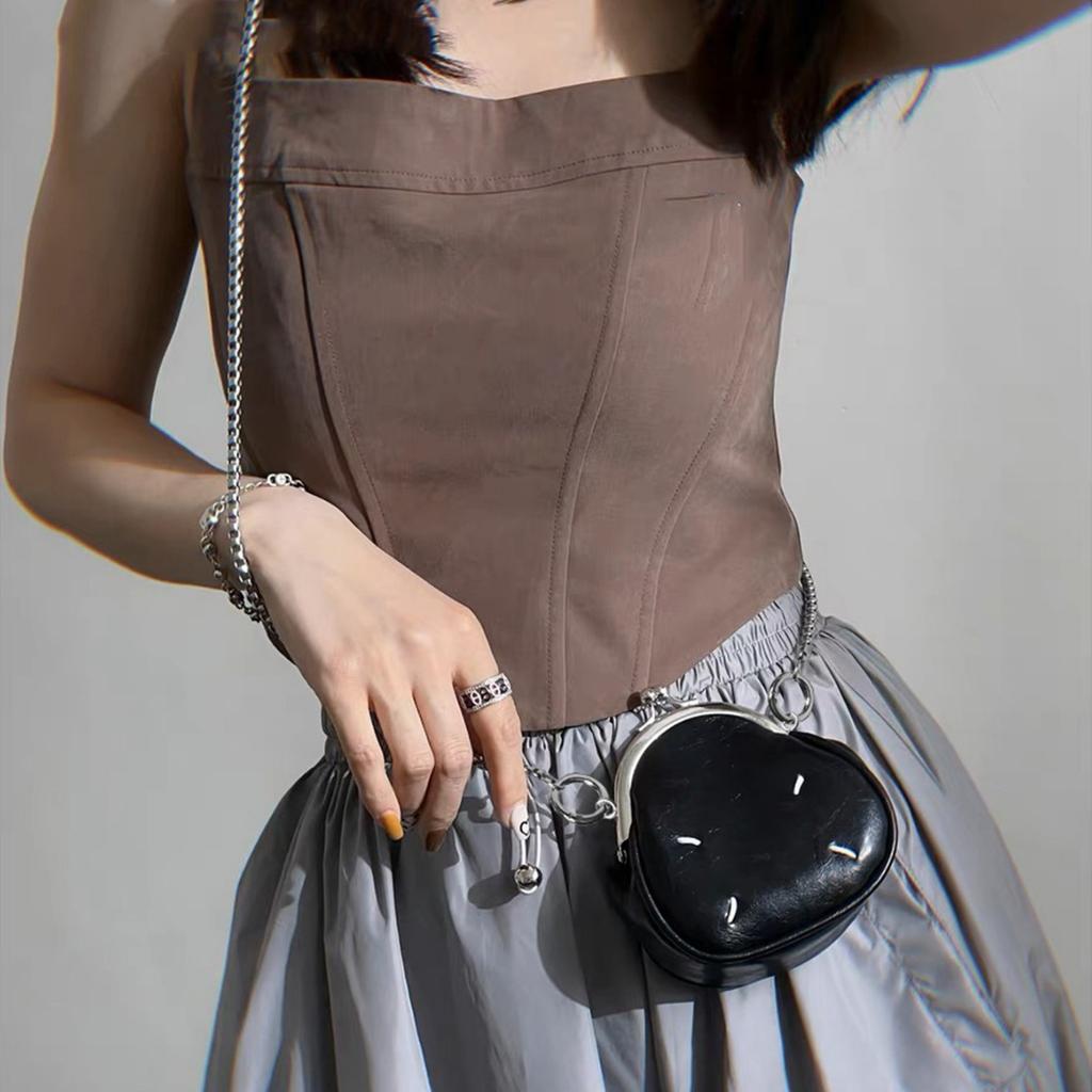 New Fashion Versatile Textured Mini Cute Textured Clip Chain Exquisite Single Shoulder Crossbody Women's Bag