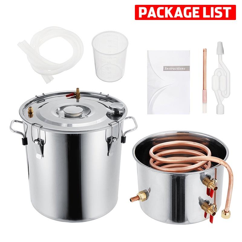 2/3/5/8 Galões Aço Inoxidável Destilador Eficiente Moonshine Álcool Destilador DIY Casa Água Vinho Óleo Essencial Kit de Fermentação Conjunto