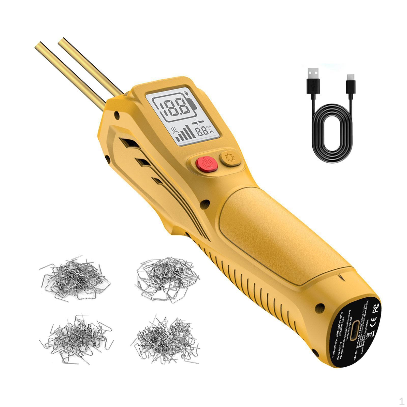

Беспроводной инструмент для сварки пластика с ручкой для ремонта автомобиля и 200 скобами жёлтый