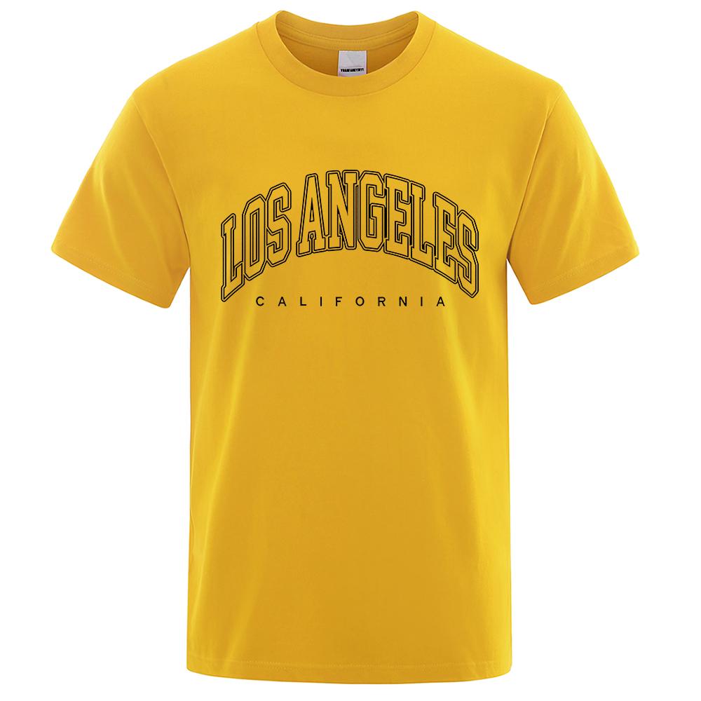 Los Angeles, United States Double Outline Men Women Tshirts Summer Oversize Loose Tops Breathable Cotton T Shirt