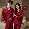 1011 spring and autumn pajamas ice silk women's long-sleeved red wedding wedding high-end summer men's loungewear suit