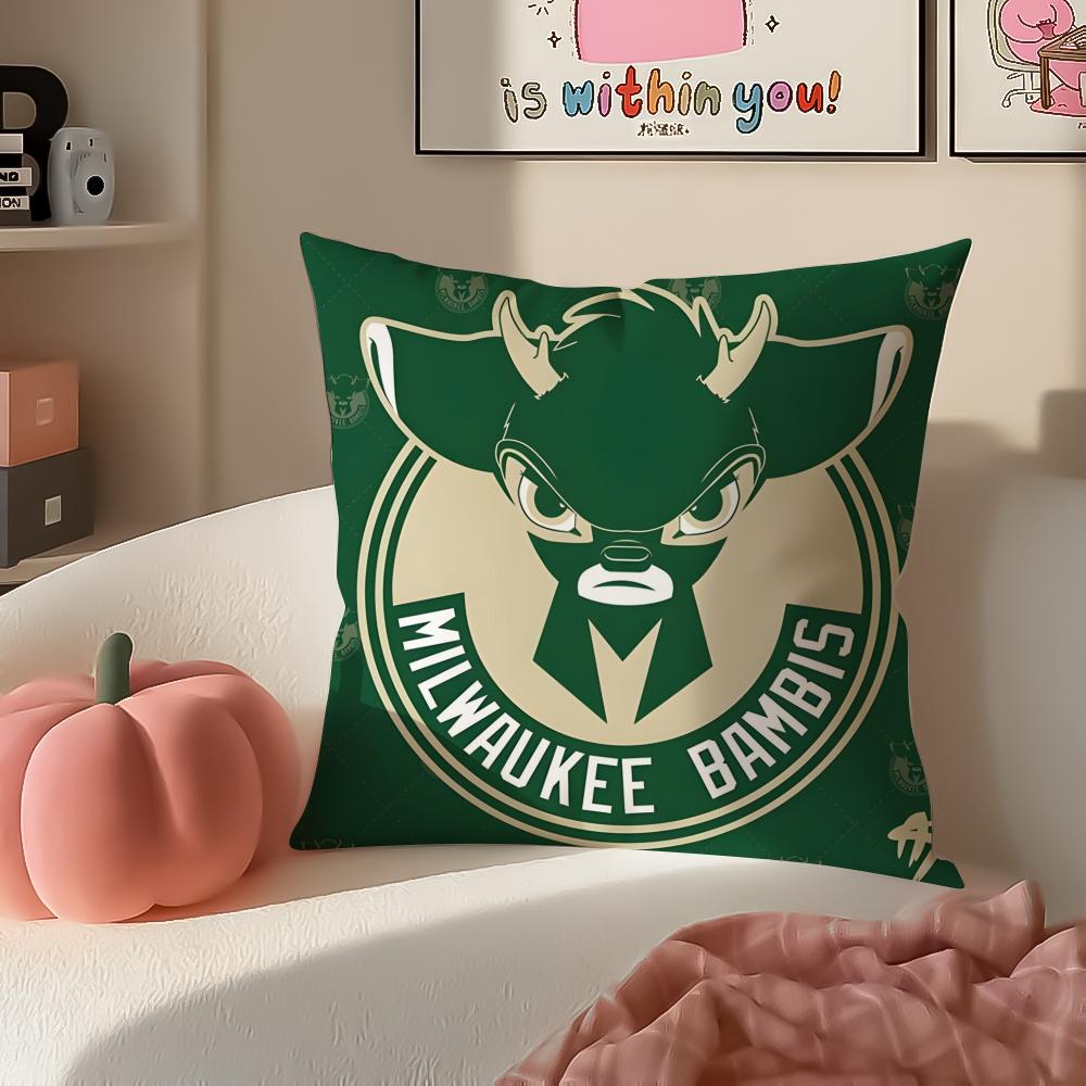 MMilwaukeeES BBucksS Cushion Cover Pillowcase Short Plush Invisible zipper Room Sofa Cushion Cover