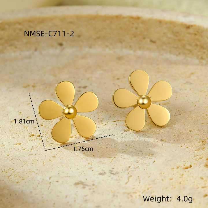 GEMCHIC Women s Stainless Steel 18K Gold Plated Daisy Stud Earrings Fashion Niche Autumn New Arrival