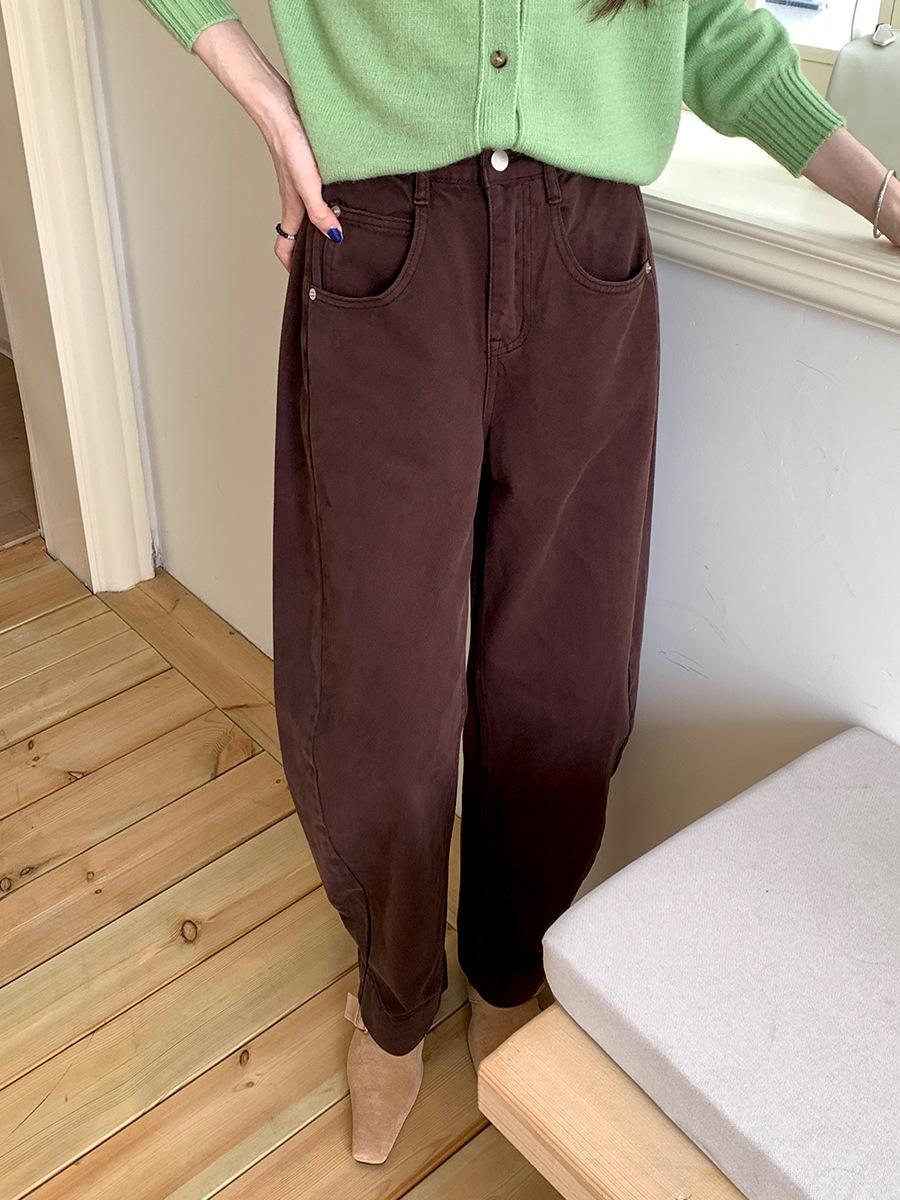 

Visonge Retro Coffee High-Waisted Slimming Wide-Leg Jeans - Women s Spring 2026 Korean Style Scissor-Leg Pants Large
