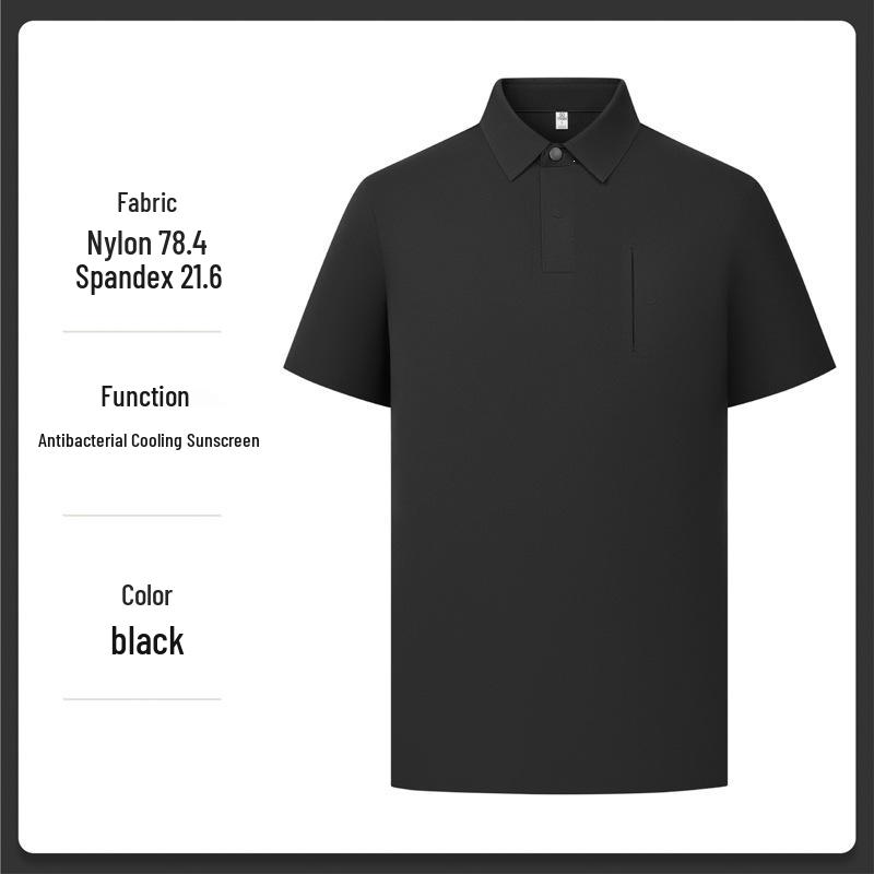 Cross-Border Couple Ice Silk Polo Shirt: Unisex, Business Casual, Sun Protection, Antibacterial, Short Sleeve for Summer