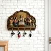 Wall Mount Key Holder Wooden Carving Jesus Themed Key Organizer Multi-purpose Home Office Entryway Decorative Key Hanger Rack