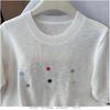 2026 Summer Versatile Embroidered Ice Silk Tencel Knit Women's T-Shirt