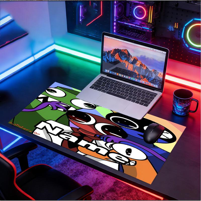 Custom Name Personalized Game Rainbow Friends Pattern Mousepad, Laptop PC Desk Mat, Decorative Desk Mat for Home Keyboard Pad Gift