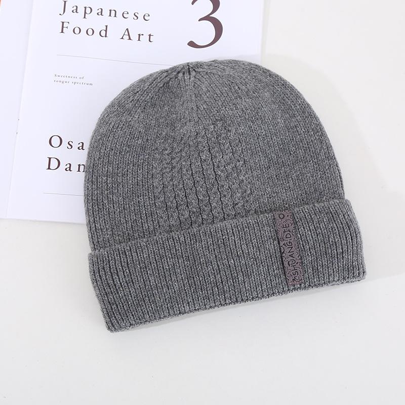 Wool Hat Men S Autumn And Winter Warm Knitted Hat Fashion Versatile Pullover Hat Wool Blended Outdoor Cold Hat Cycling One size fits all серый