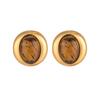 Coffee Earrings New Niche Tiger Eye Series Hong Kong Style Autumn and Winter Earrings Light Luxury Retro Simple Stud Earrings