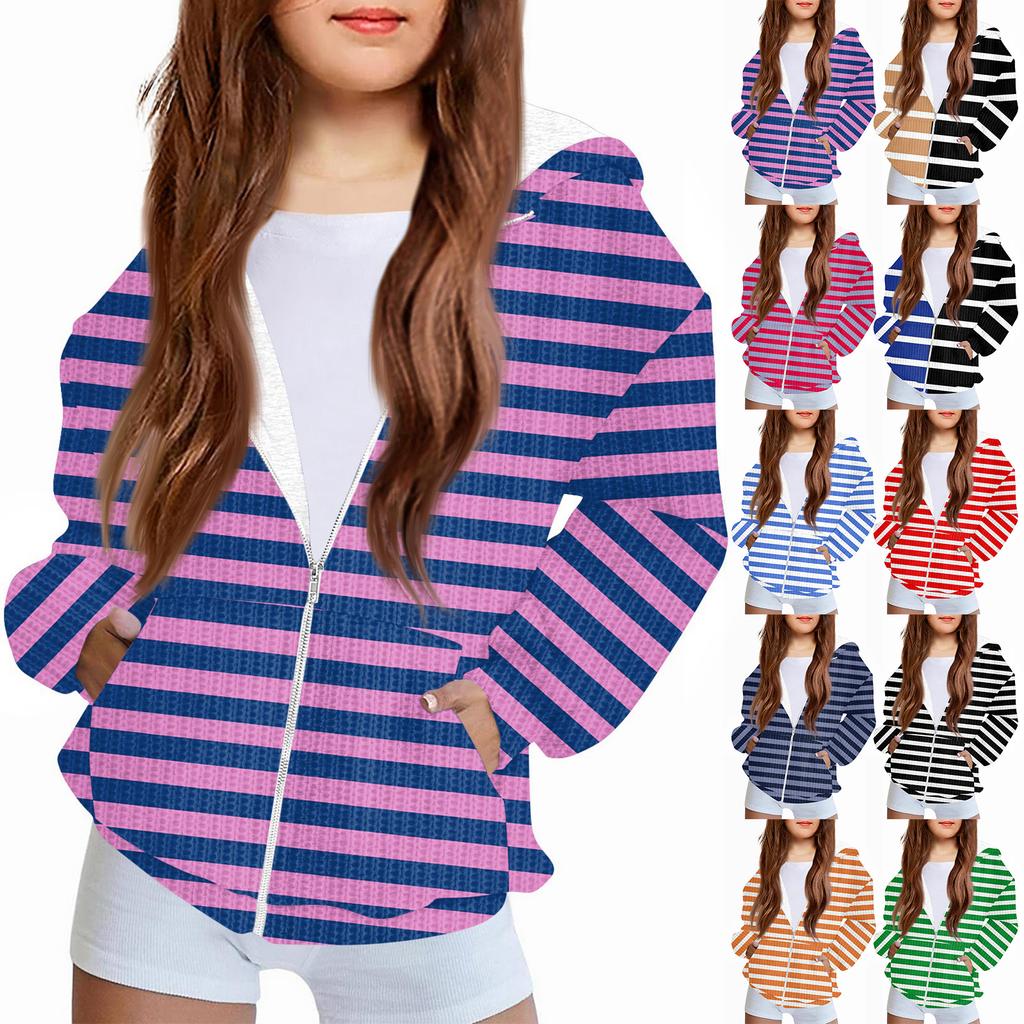 Children Girls And Boys Fashion Jacket Casual Printed Long-sleeved Hooded Cardigan Sweatshirts