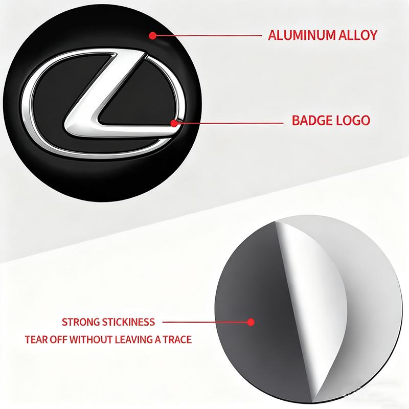 AABFW1 4Pcs 3D Car Wheel Hub Center Metal Decals Sticker Accessories For Lexus Fsport RX330 ES300h RX350 IS300h NX300h NX IS250 Ct200h