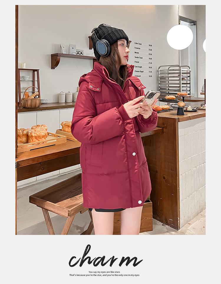 Meilade Women's Winter Korean Style Mid-Length Petite Down Cotton Coat - Thick Loose Fit Bread Jacket