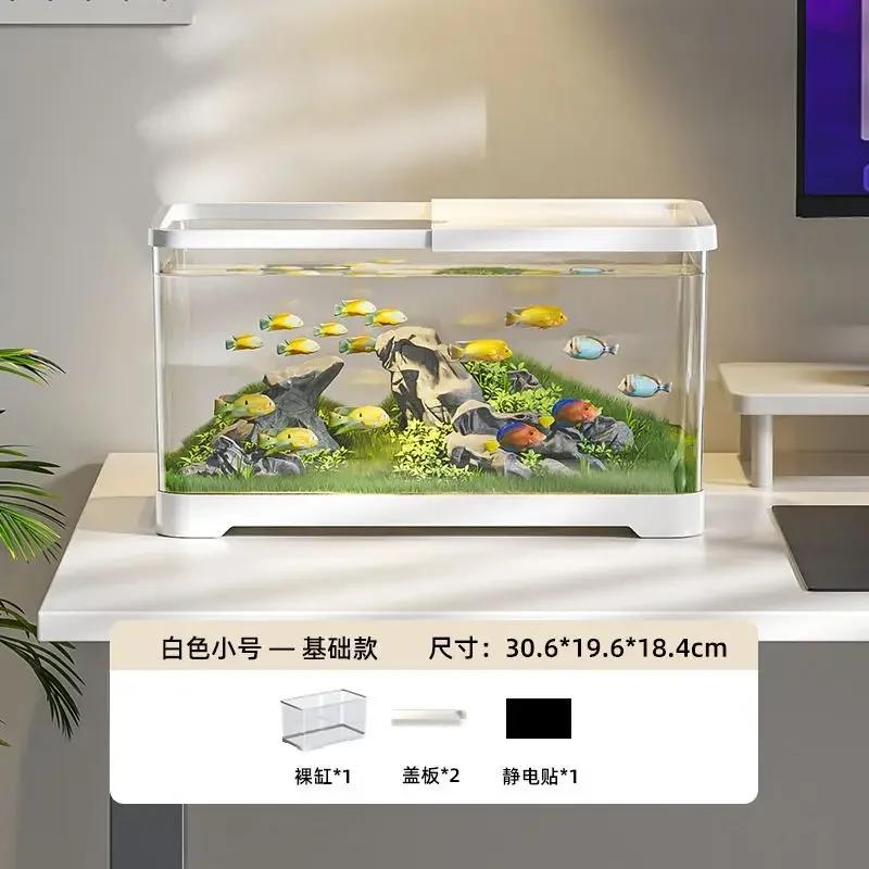 Acuario Pecera Ecológica Pecera de Plástico Transparente Sala de Estar Diseño Paisajístico Tanque Pequeño y Mediano