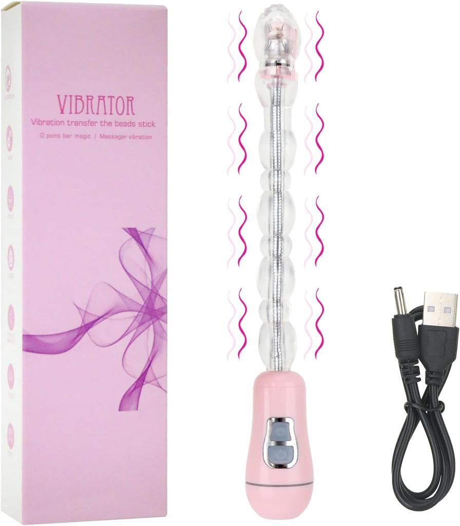 Plug Anal Vibratório com Contas e 12 Modos de Vibração, Massageador de Próstata Flexível, À Prova d'Água, Brinquedo Estimulador Dobrável
