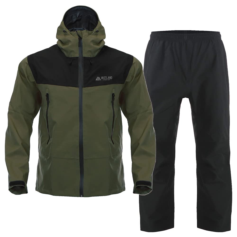 

stretch rainwear top and bottom set for men and water pressure resistance moisture permeability Olive S [Vastrand] 3-layer women, 25,000mm, 10,000g, оливковий