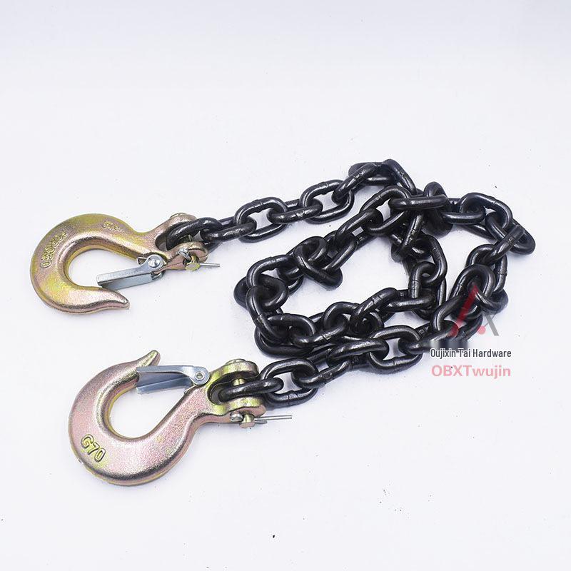 Dual Head Slip Hook Lifting & Unloading Chain for Trailers, Rebar, Crane & Forklift.