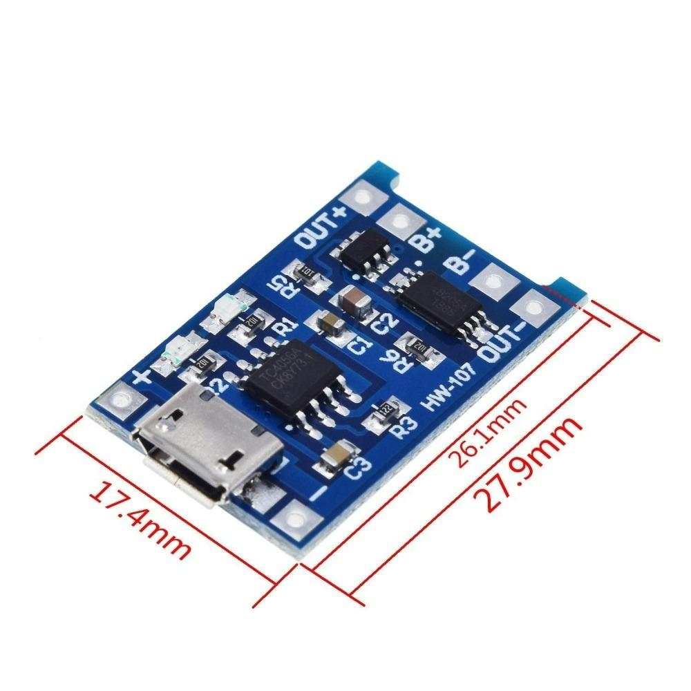 TP4056 | 18650 Lithium Battery 3.7V 3.6V 4.2V Safe Charging Board 1A High-Efficiency Overcharge/Overdischarge Protection