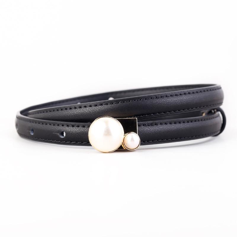 

Genuine Leather Womens Stylish Thin Belt For Casual Jeans And Office Wear чёрный