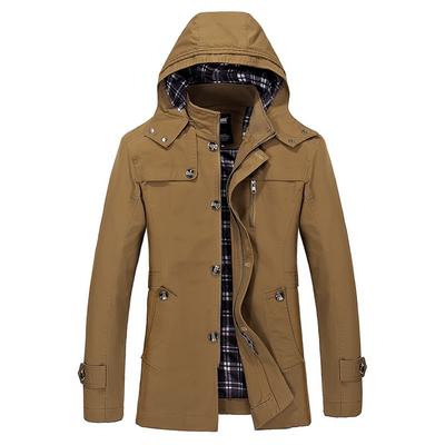 Neue Herbst- und Winterjacke für Herren aus reiner Baumwolle, gewaschen, mittellang, große Größe, lässige Windjacke