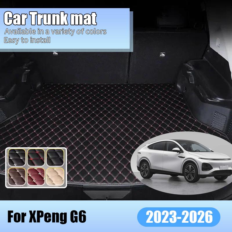 Car Trunk Mat For XPeng G6 2026 2023~2025 Cargo Storage Liner Carpet Leather Pad Anti-dirty Waterproof Tray Cushion Accessories