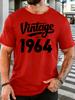 Unisexs Light Cotton T Shirt Bold Vintage 1964 Typography Star Text O Neck Short Sleeve Loose Daily Casual Gift Top For Senior Guys