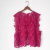 2026 New Women Lace Knitting Vest T-Shirt O-Neck Hollow Summer Style Loose Basic Tops Pink Tees Dimanaf